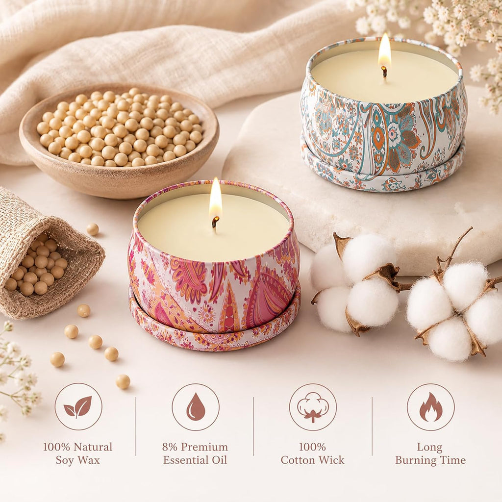Scented Candles Gifts Set for Women, 9 Pack Aromatherapy Candles Pack Soy Wax Include Lavender, Jasmine and Vanilla - Set of 9