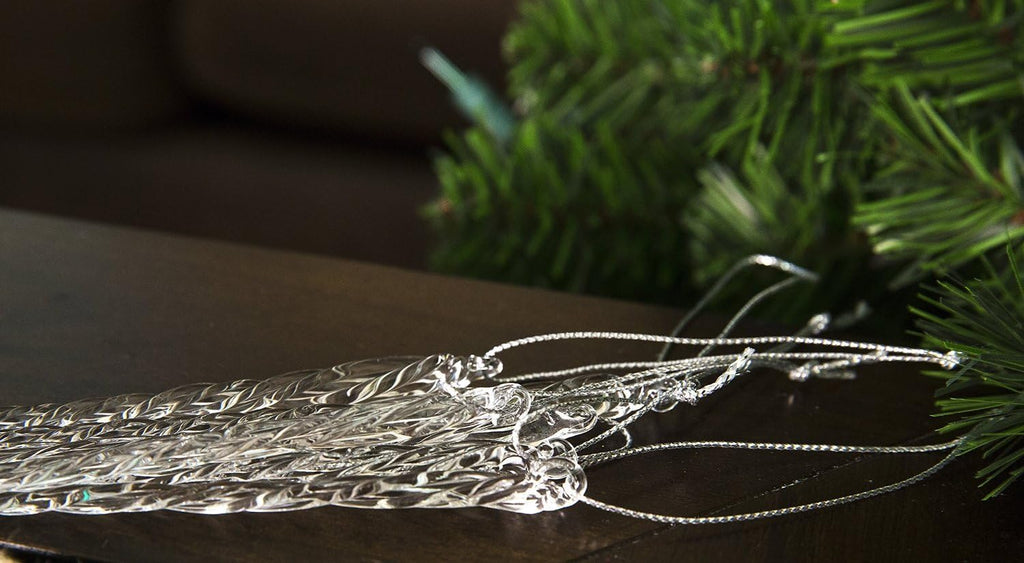 3.5-5.5 Inch Clear Glass Icicle Ornament Pieces - Set of 24