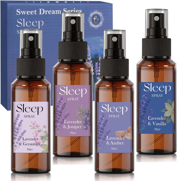 Room Spray with Lavender Essential Oil for Sleep, Pillow Sleep Spray - Set of 4
