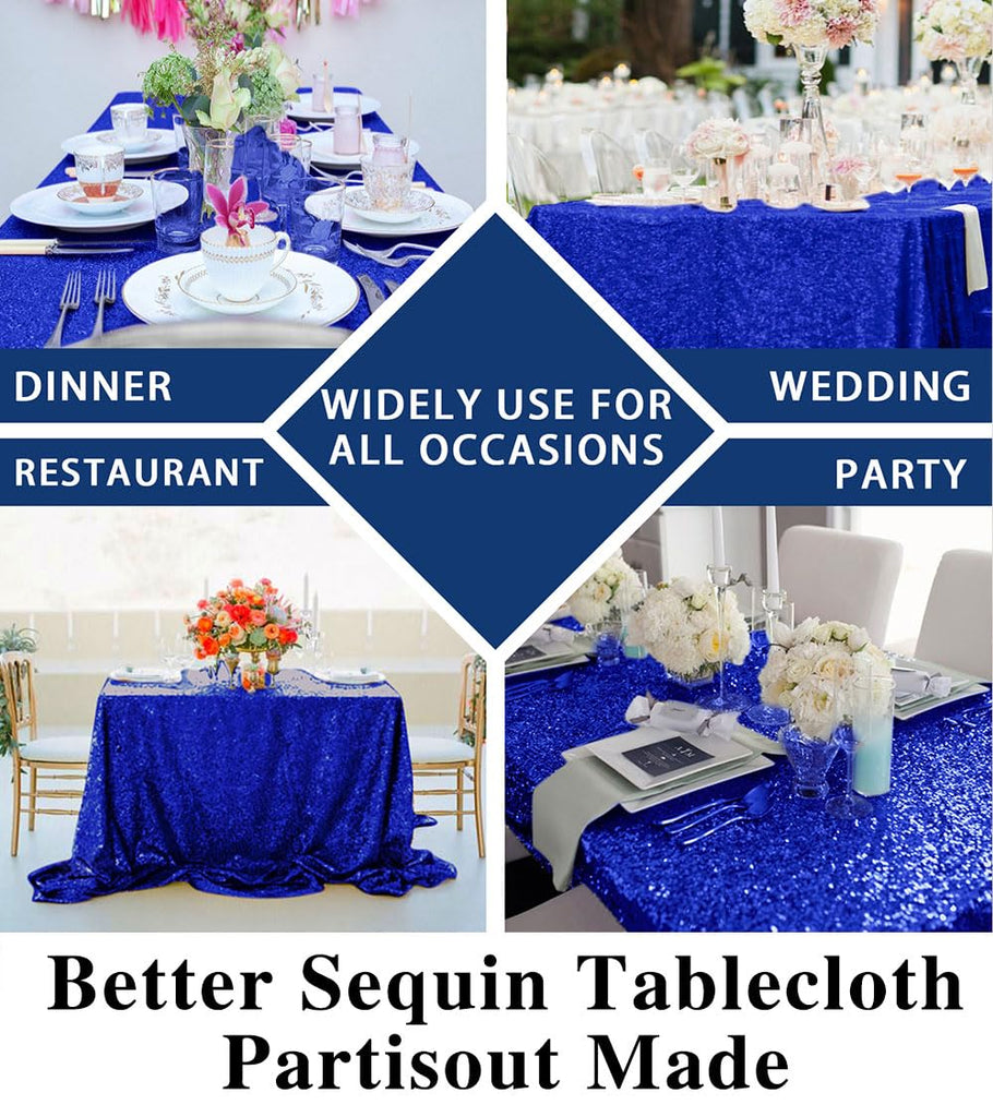 Sequin Tablecloth 50x80 Inch Royal Blue Glitter Table Cover