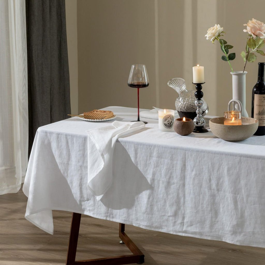 100% Linen Tablecloth Rectangle 60x132 Stone Washed Dining Cover