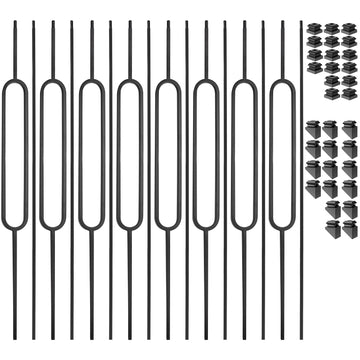 16 Pack Wrought Iron Balusters for Staircase Stair Spindles, 1/2" Deck Railing Spindles, Baluster Shoes (8 Straight