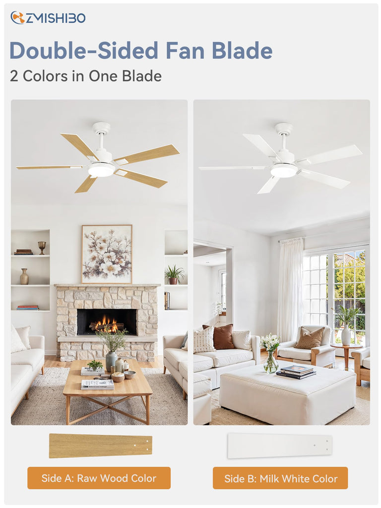 52" Coastal Ceiling Fan with Light, Remote Control, White