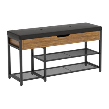 37.8'' Shoe Rack Bench with Upholstered Cushion