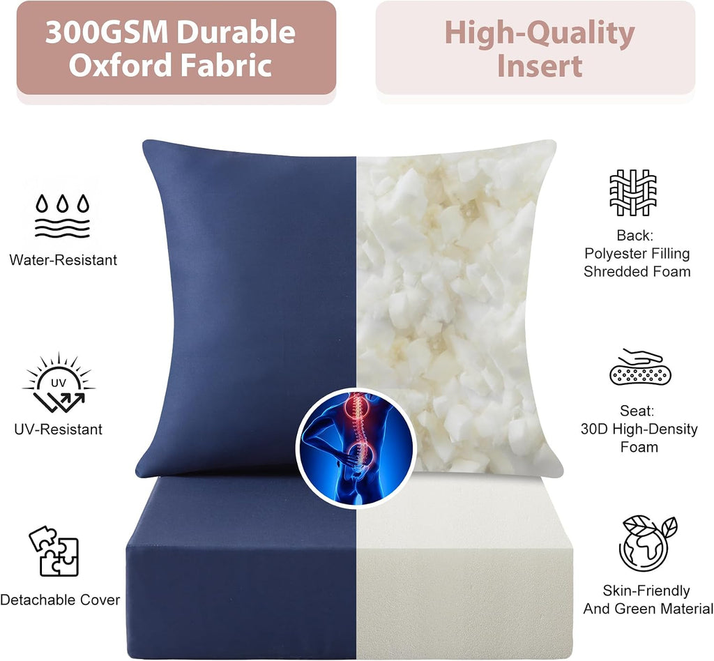 Outdoor Deep Seat Cushion Set, 24x24 Inch Water-Resistant & Fade-Resistant Outdoor Chair Cushions, Patio Furniture