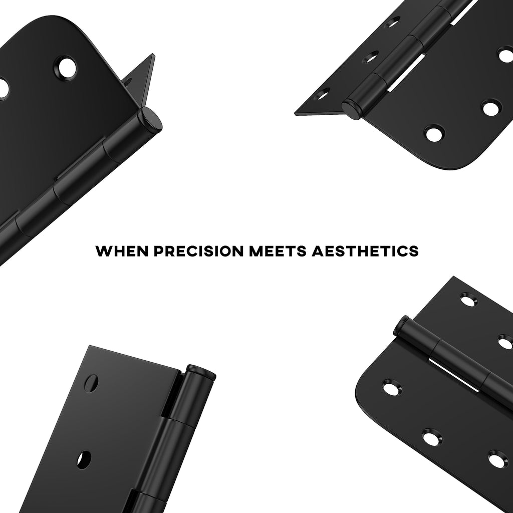 3 Pack 4in Black Door Hinges Interior Door Hinges Black Matte 4 x 4 Inch with Square & Round Corners, Iron Material