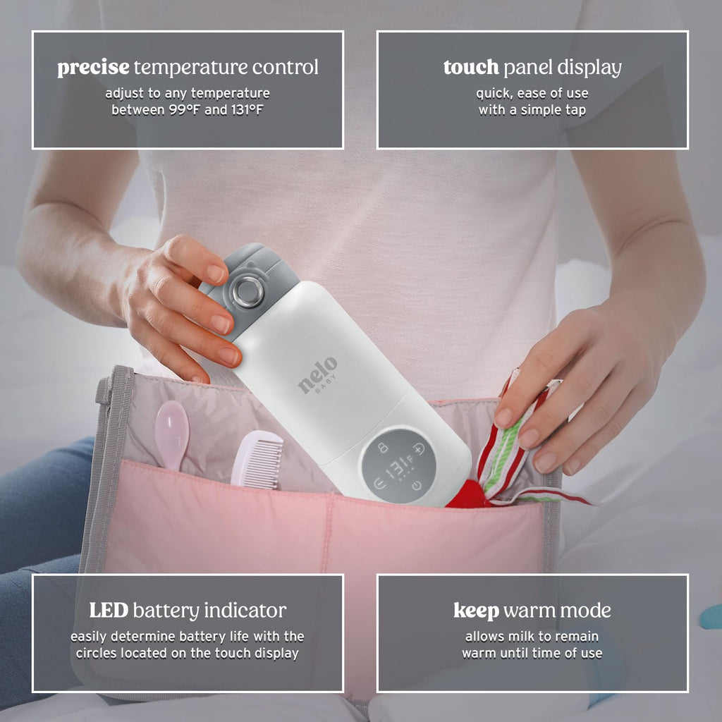 Portable Milk Warmer with Large 16oz Capacity, Super Fast Charging, Fast Heating, Cordless, Formula, Breastmilk, &