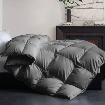 Heavyweight Queen Size Feather Down Fiber Comforter, 100% Cotton Cover