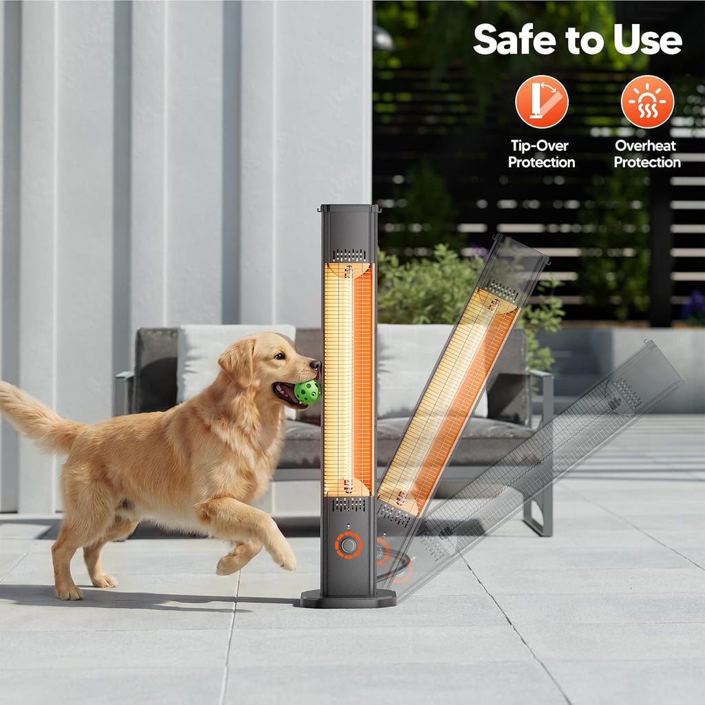 Outdoor Heater 1500W, 8H Timer, Waterproof, Infrared Electric Wall-Mounted Patio Heater, 8 Levels Heating for Garage