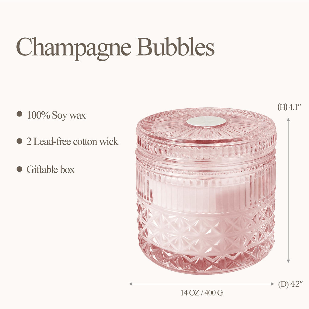 Pink Crystal Candles Champagne Bubbles Candle Scented, Highly Scented, Non-Toxic, Unique Meditation Spiritual Gifts