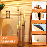 Tessco 4 Sets Gold 7 Arm Floor Candelabra 46.5'' Tall Floor Candle Holders Metal Candle Holders with Acrylic