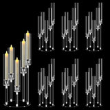 6 Sets 5 Arms Acrylic Candelabra Centerpieces for Tables,Clear Candle Holder,Ceremony Dinner Party, 22.8" Tall