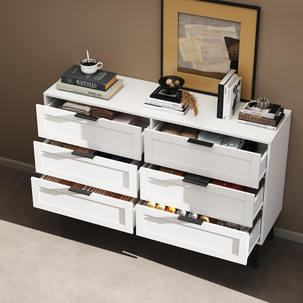 6 Drawer Modern White Chest of Drawers