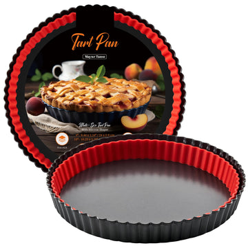 Tart Pan 10 Inch Removable Bottom, with Crust Shaper Ring, Non-stick