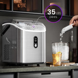 Nugget Ice Makers Countertop,35Lbs/24H,Portable Sonic Ice Machine with Self-Cleaning,One-Click Operation