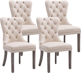 KCC Velvet Dining Chairs Set of 4, Upholstered High-end Tufted Dining Room Chair with Nailhead Back Ring Pull Trim