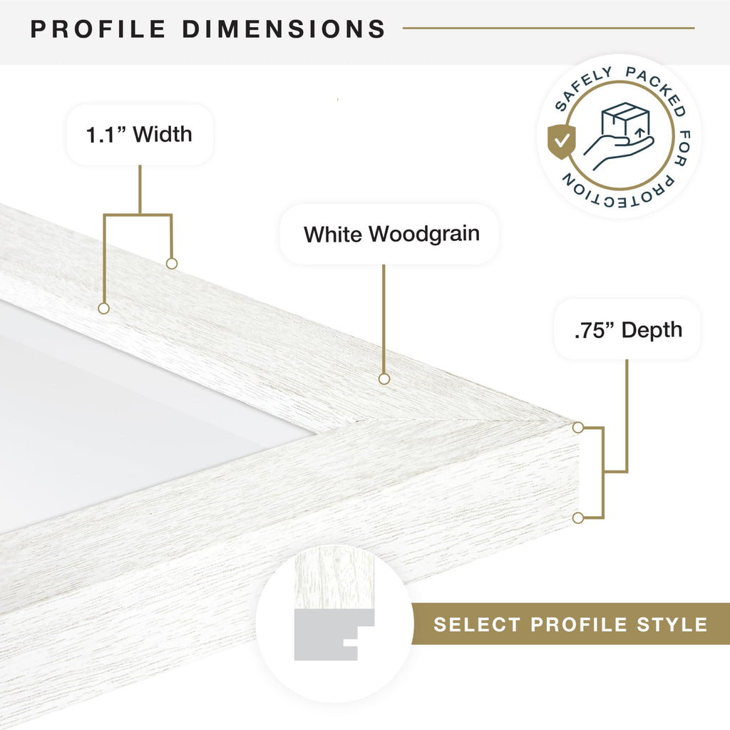 Studio Gallery Poster Frame, 18x24, White Woodgrain, 1-Pack