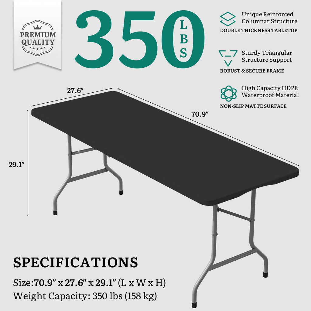 6ft Folding Tables Heavy Duty Folding Table with Carrying Handle
