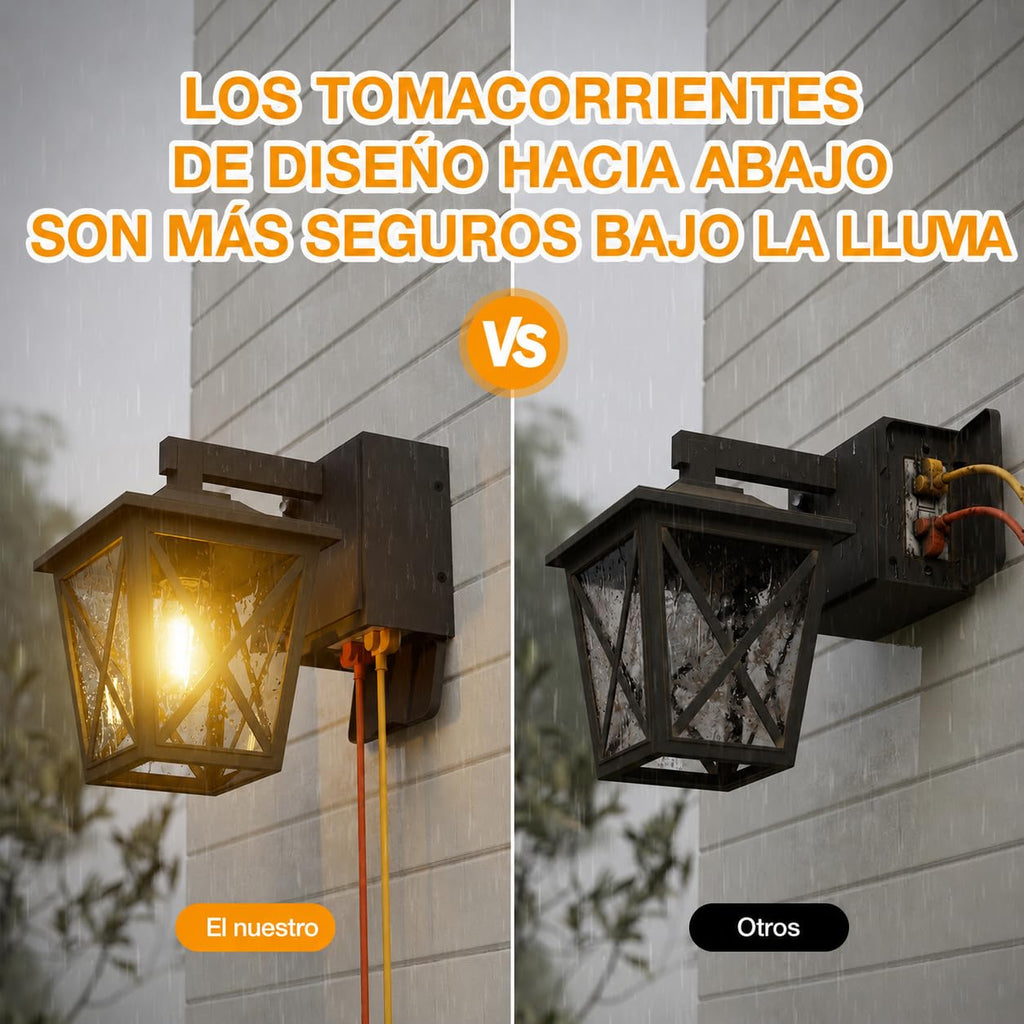 Porch Light with GFCI Outlet Aircraft Grade Aluminum Alloy Black 2PCS