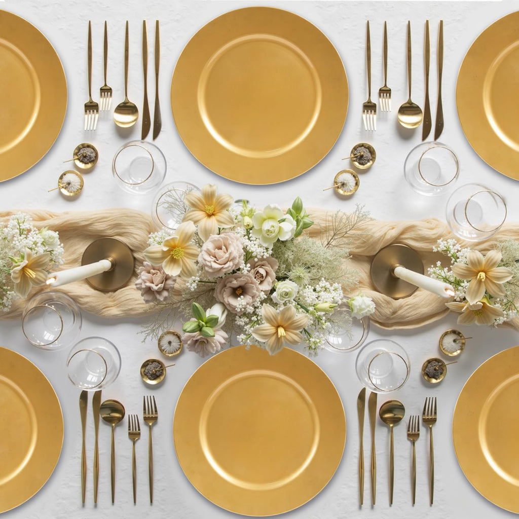 6 Pcs 13 Inch Charger Plates Bulk, Gold Chargers for Dinner Plate, Table Chargers for Table Setting, Wedding