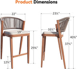 Modern Shade Chatham Outdoor Bar Stools Set of 2 with Rope Woven Backrest
