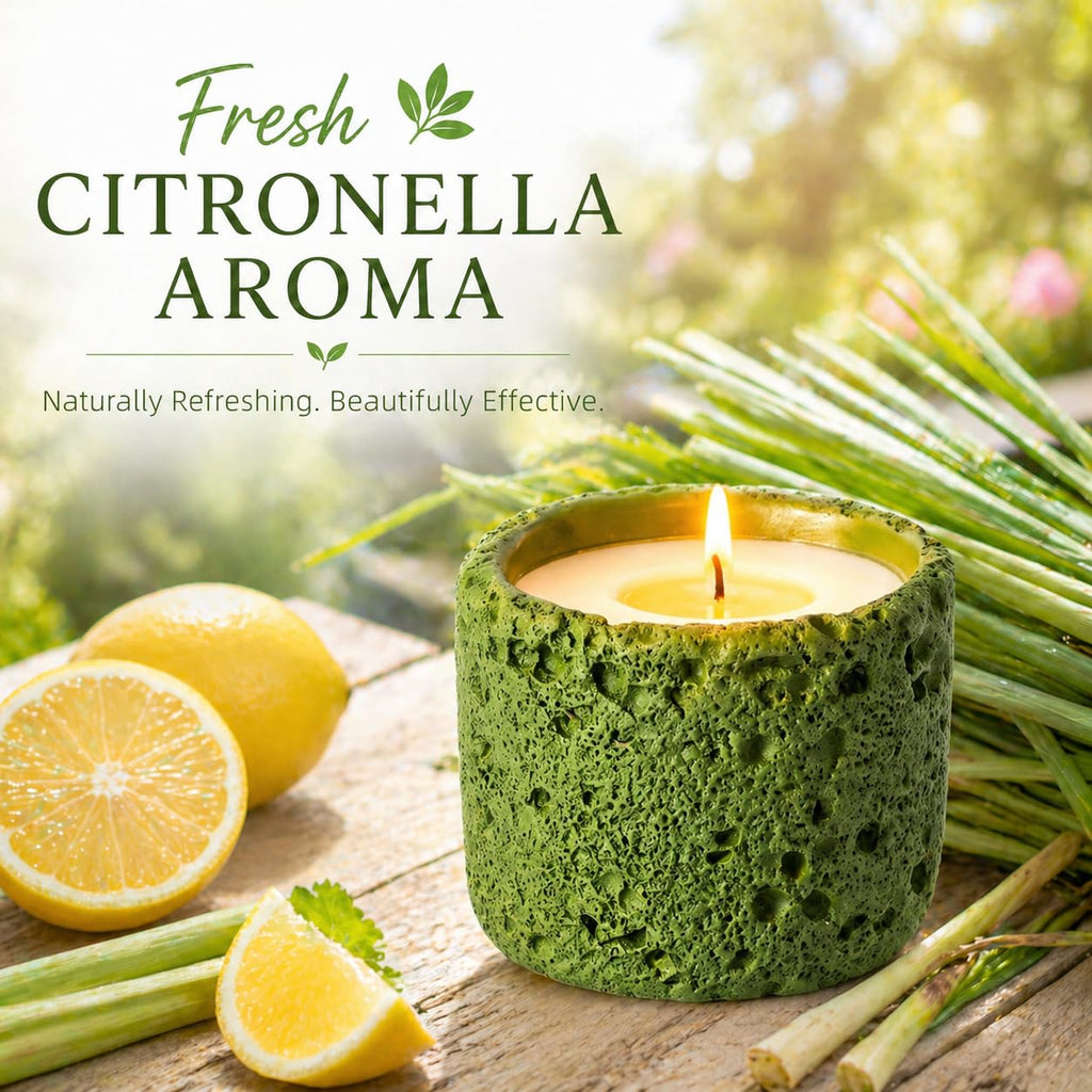 6oz Citronella Candle Outdoor, Small Citronella Candle Indoor, Candles Scented, Non Toxic Soy, Green Ceramic Jar