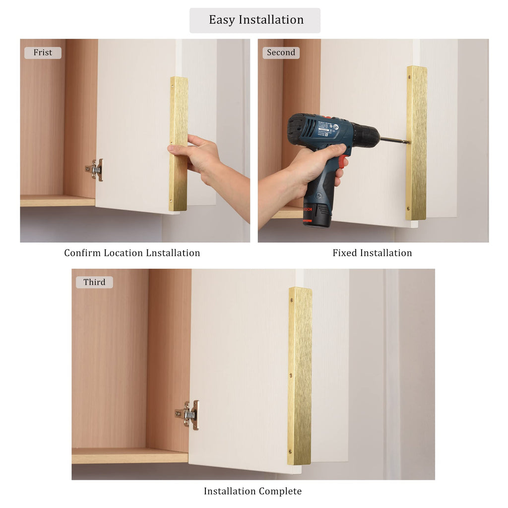 Edge Finger Tab Pull for cabinets Kitchen Concealed Drawer pulls Aluminum Flat Hidden Brushed Brass Mount Door Long