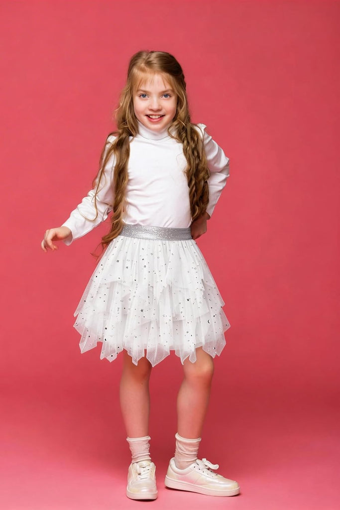 Girls Sweet Layered Mesh Skirt Party Birthday Dance Princess Skirt