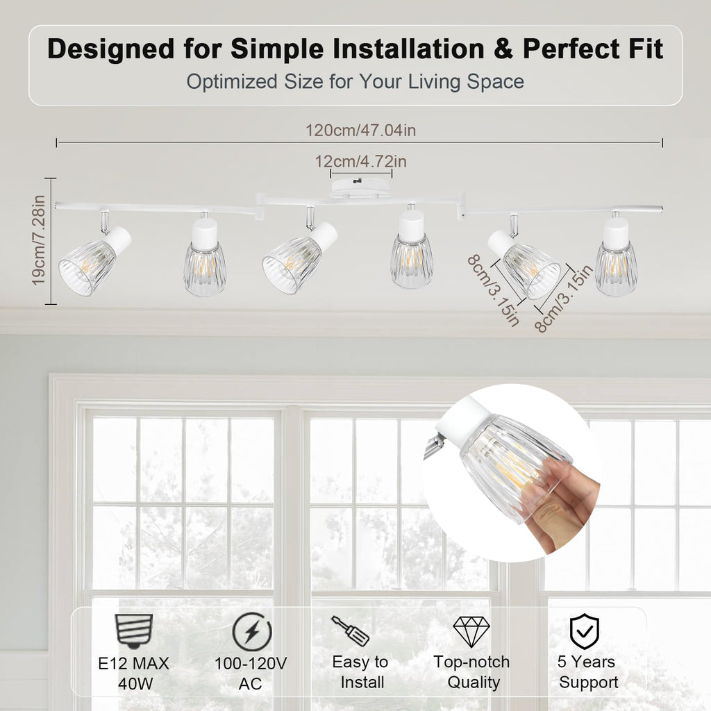 Track Lighting, Flexible Modern Ceiling Light Fixture White