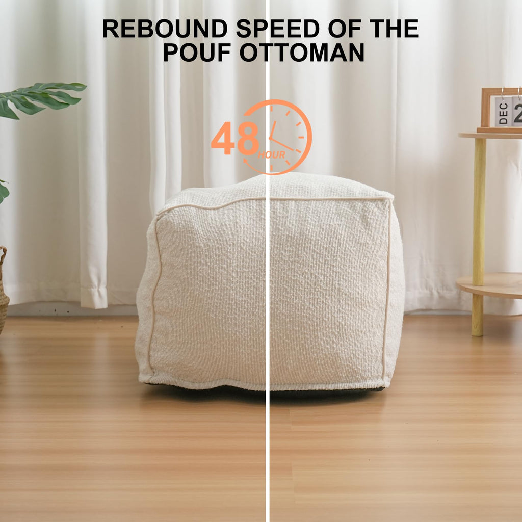 Pouf Ottoman Stuffed Modern Foam Filled Foot Rest Poufs Chair Decorative 20 X 15 Inches Boho Relax Stool Floor Poufs