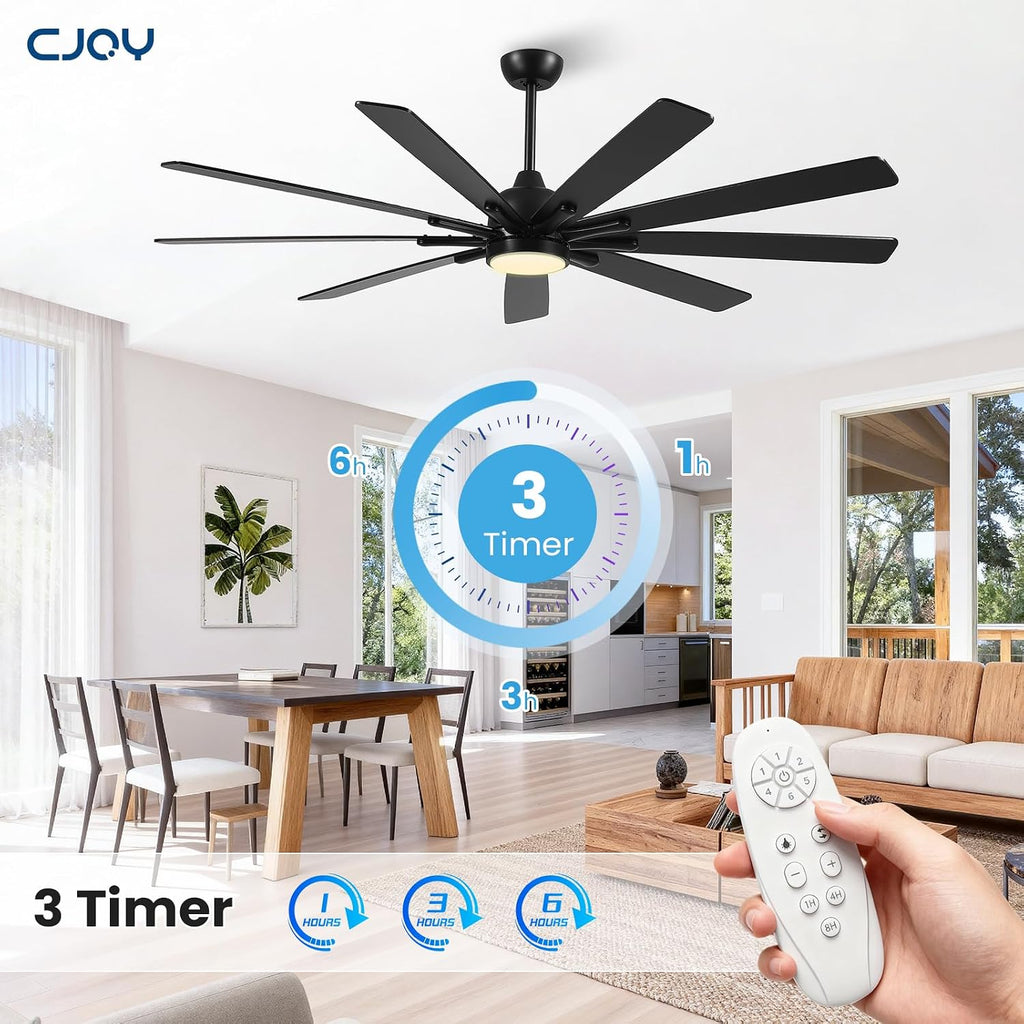 72" Ceiling Fan with LED Light and Remote - Black & Walnut