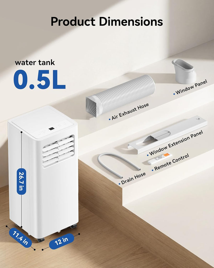 8,000 BTU Portable Air Conditioners, 3-in-1 Air Conditioner Portable up to 350 sq.ft, Portable AC Unit with Cool, Fan