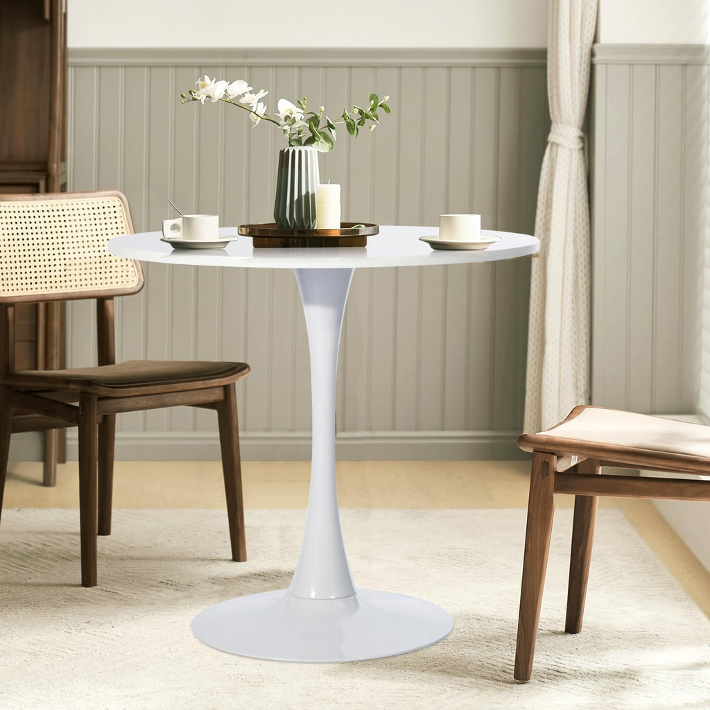 Inspired Saarinen Style Tulip Round Pedestal Dining Table — White, 31.5″ Round