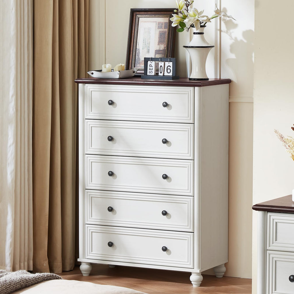 Farmhouse 5 Drawer, 45" Tall Chest of Drawers