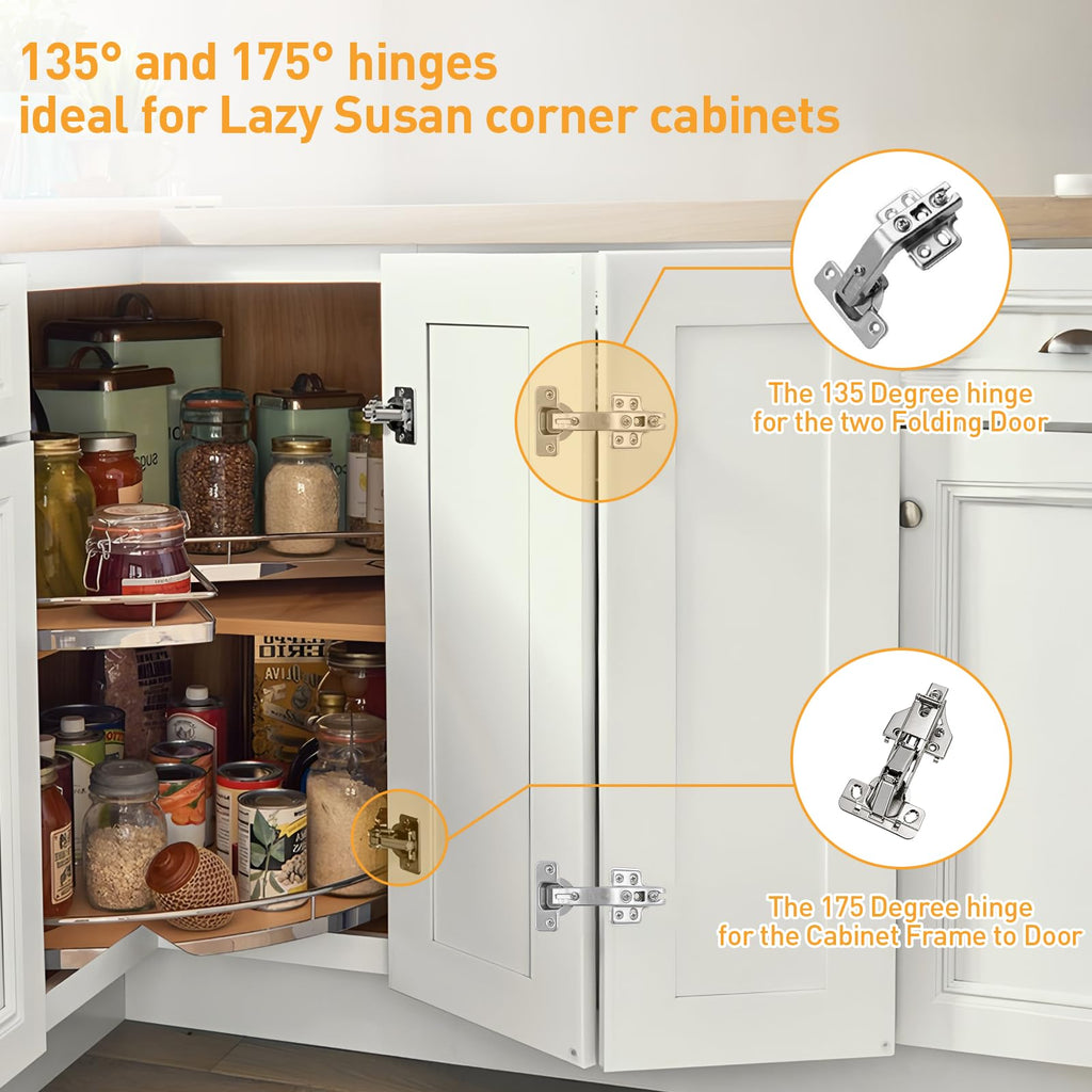 175 Degree Hinge Face Frame Cabinet Doors Hinges, Universal 45/48mm