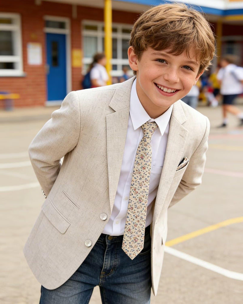 Linen Boys Blazer Slim Fit Casual Sports Coat Summer Suit Jacket Tux Outfit
