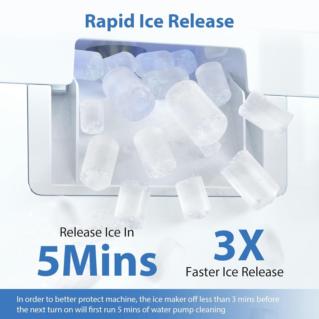Nugget Ice Maker Countertop, 55lbs/24H Ice Machine with 3.6L Water Tank&3.2Lbs Ice Basket, Self-Cleaning Pebble Ice