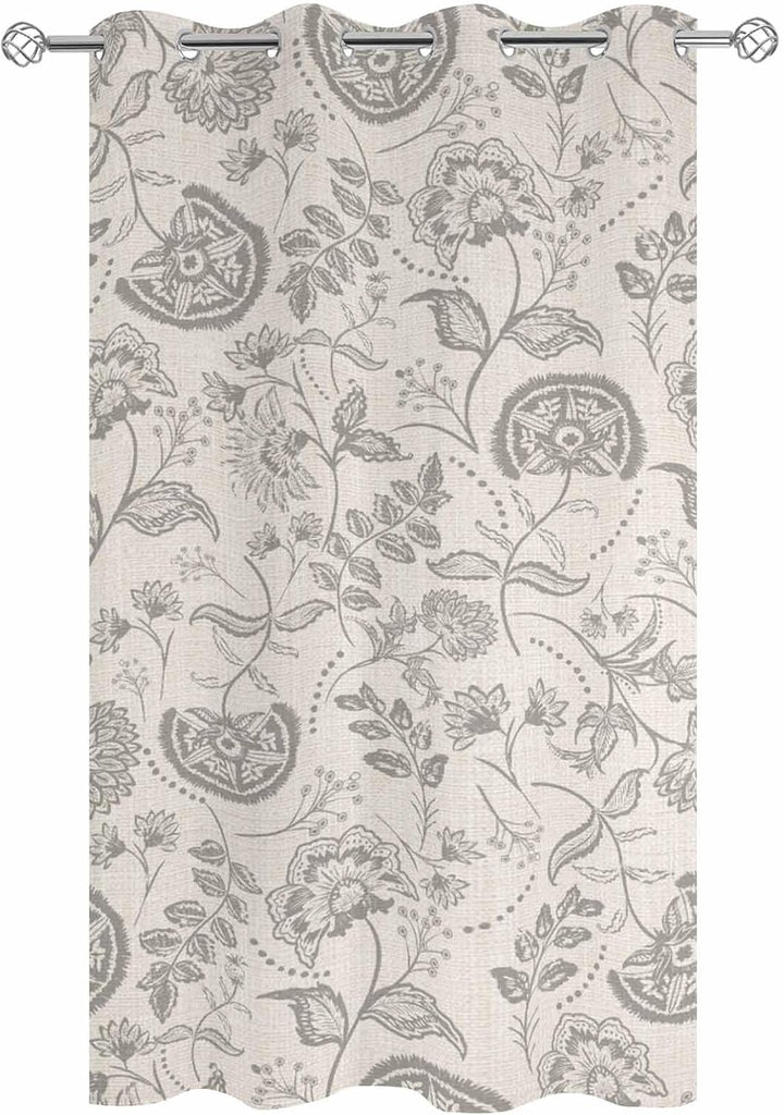 Outdoor Curtains Waterproof, Farmhouse Light Grey Floral Linen Boho Paisley Flower Rustic Grommet Weatherproof