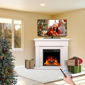 43'' Electric Fireplace with Mantel, Pearlwhite