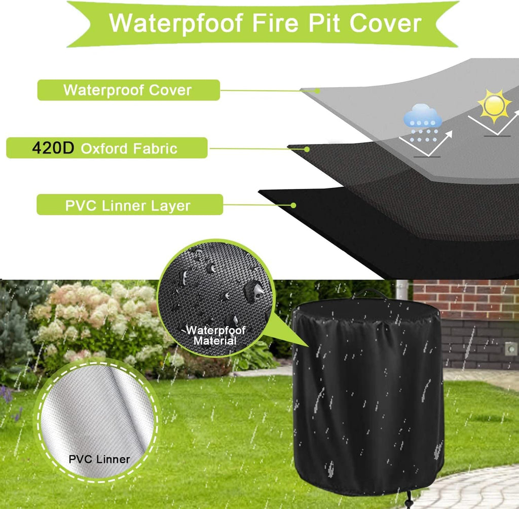 Fire Pit Cover 36 Inch fit for Fissfire, PaPaJet, Ikuby