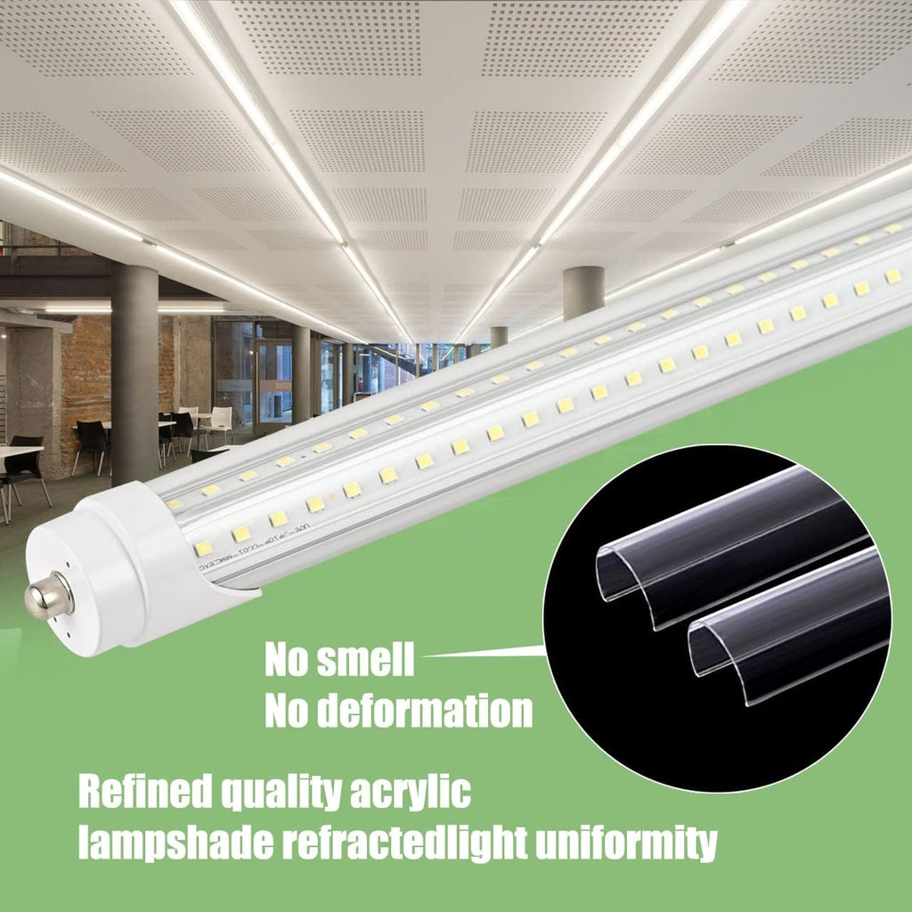 6FT T8 LED Tube Light Bulbs 40W Single pin Fa8 Cap 6000K Daylight with Ultra Bright Dual-Row LEDs,6 Foot T10