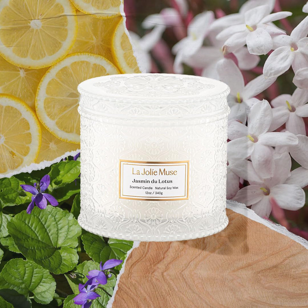 Jasmine Lotus Scented Candles, Natural Soy 2-Wick
