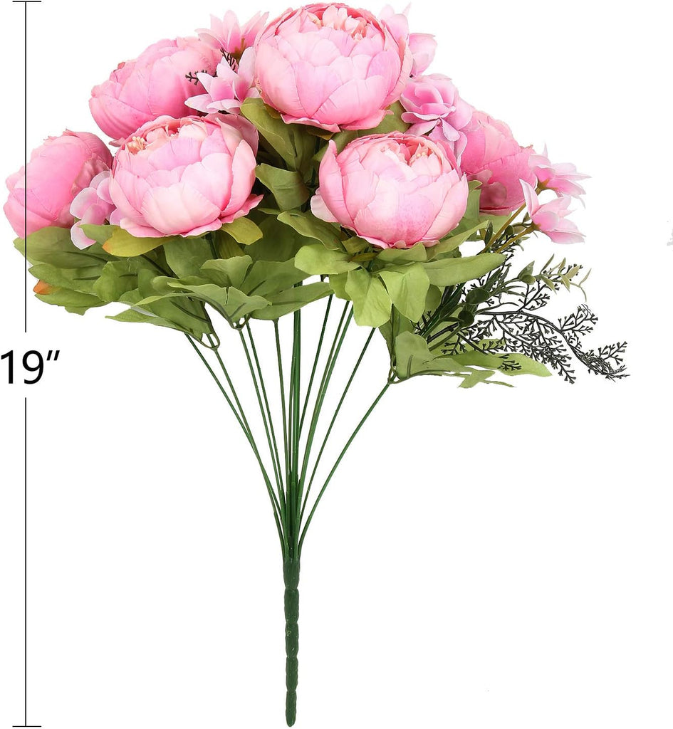 Silk Peony Bouquet Vintage Artificial Peonies Flower Wedding Party Decor (1pcs, New Spring Rose Pink)