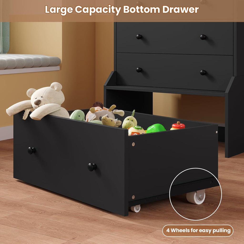 6 Drawer Tall Black Dresser