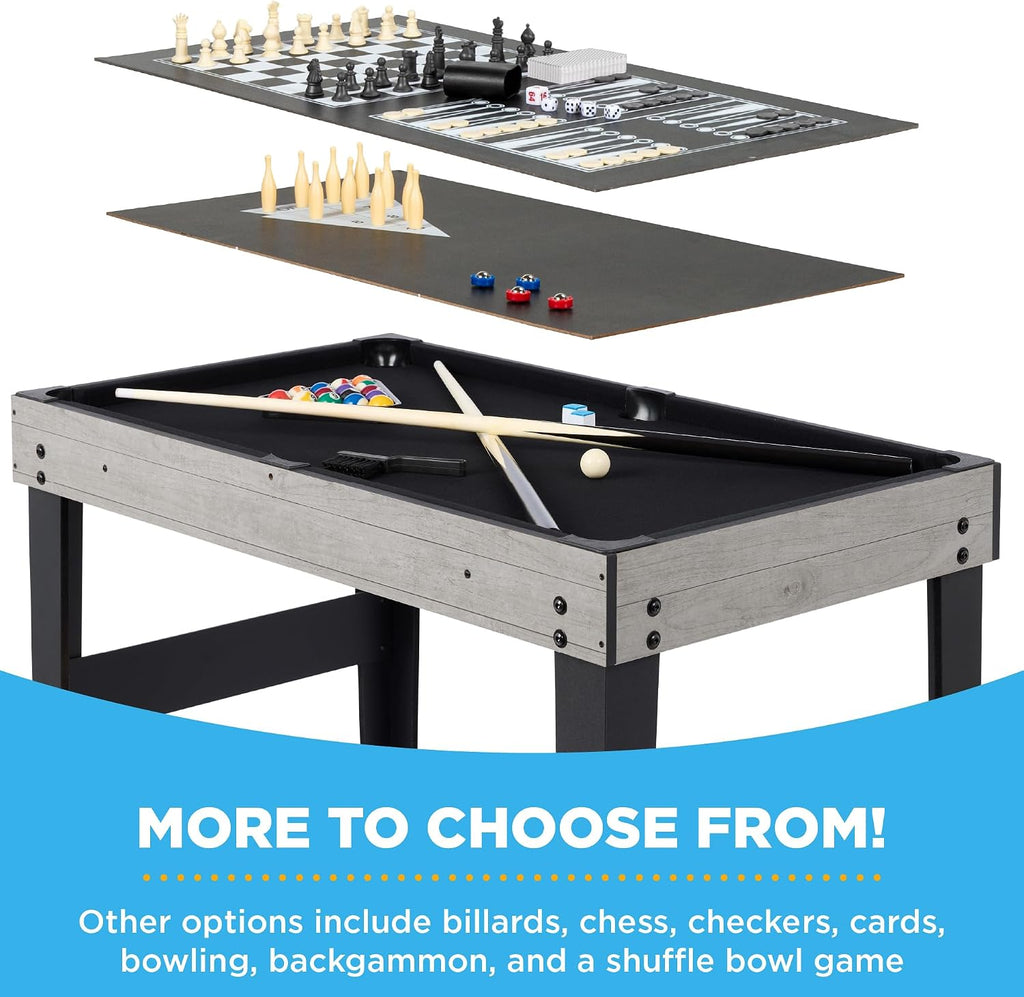 2x4ft Combo Game Table Set for Home, Game Room, Friends & Family w/Hockey, Foosball, Pool, Shuffleboard, Ping Pong