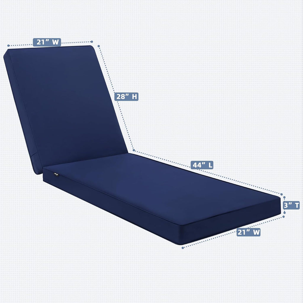 Chaise Lounge Cushions Outdoor 72 x 21 x3 Inch Waterproof & 3-Year Fade Resistant Outdoor Lounge Chair Cushions with