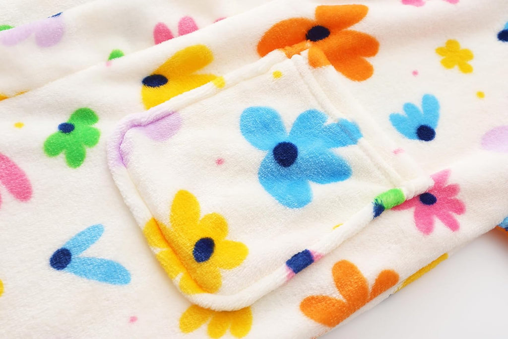 Kids Toddler Boys Girls Fleece Robe Soft Hooded Bathrobe Pajamas Sleepwear