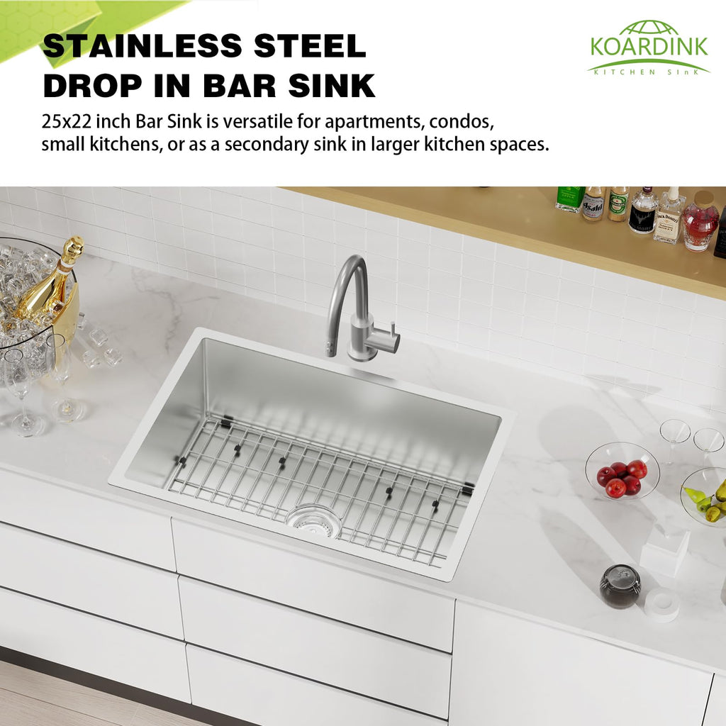 27x18 Inch Undermount Kitchen Sink, Stainless Steel, Single Bowl
