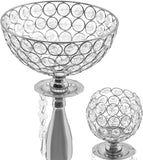 5 Arms Gold Candelabra Centerpiece with Crystal Pendant - 35" Tall Floor Candle Holder Table Candelabra Standon (Silver)