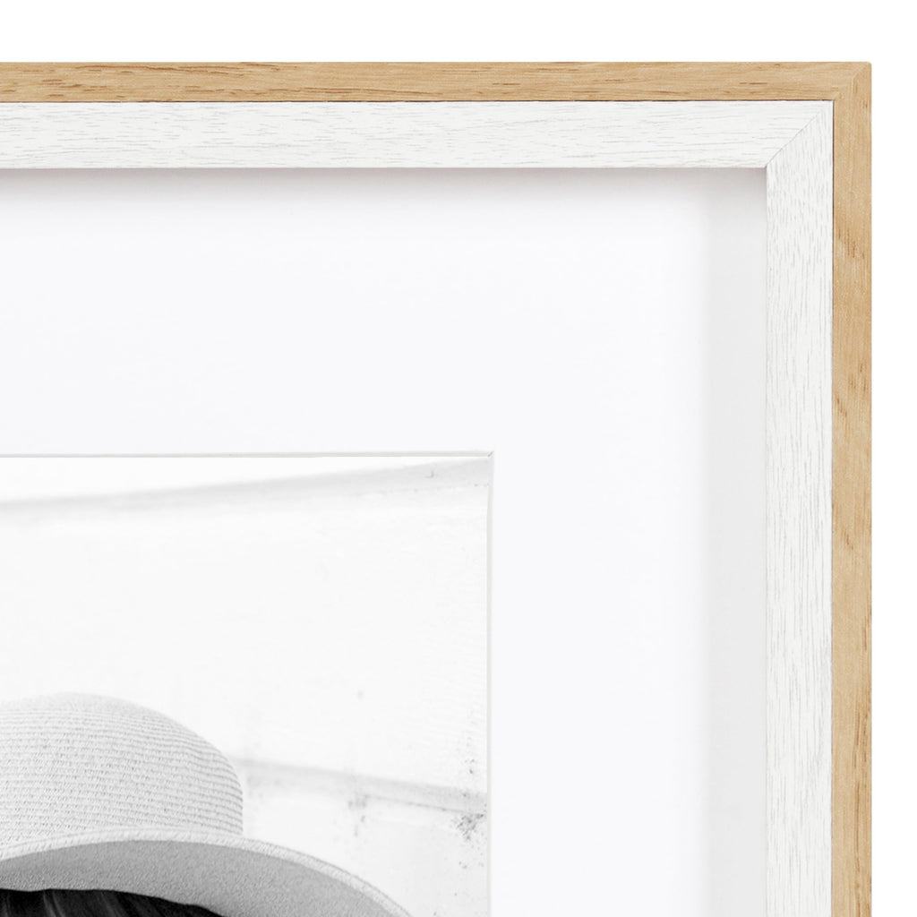 Gibson Modern Wall Picture Frame Set of 3; 14x18 matted to 11x14; White and Natural; Modern Three-Piece Frame Set for